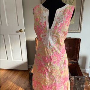Floral Pink and Yellow Sleeveless Dress